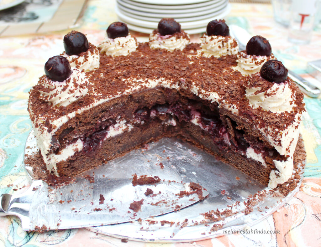Chocolate Sponge with Vanilla Cream and Cherries